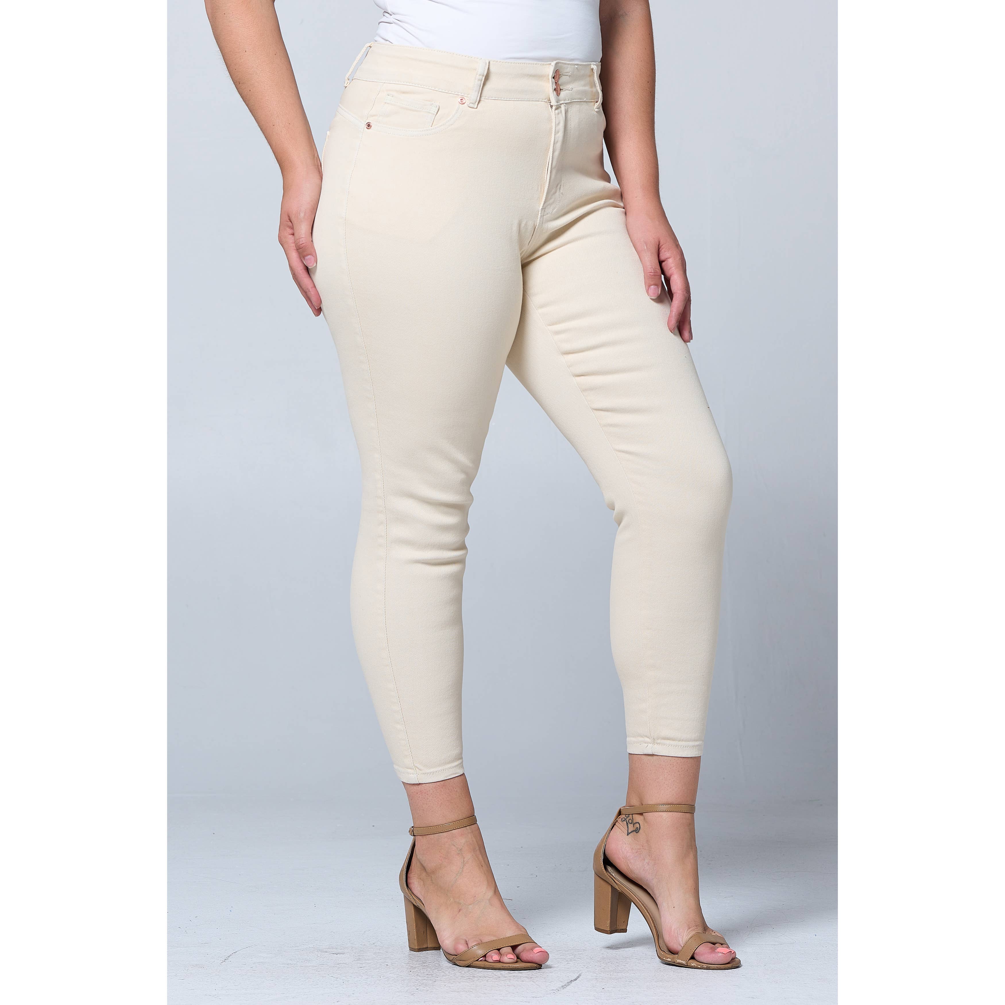 Donkerblauw Plus Size Skinny Jeans met Buikcorrigerende Taille en Lifting voor de Billen PH3502X Donkerblauw voor groothandel op Faire26