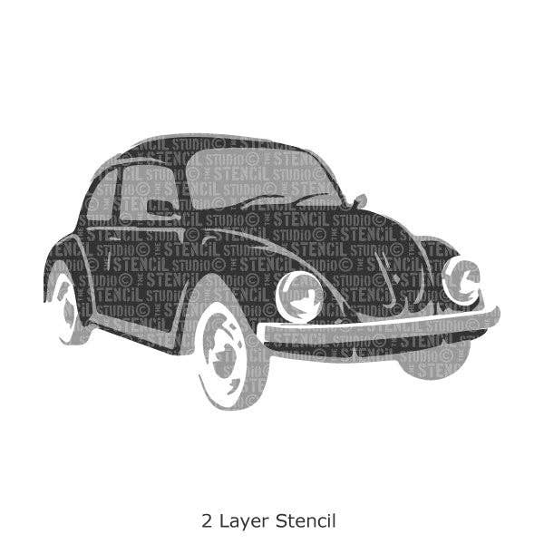 Pochoir voiture Beetle (pochoir 2 couches) pour la vente par The Stencil Studio
