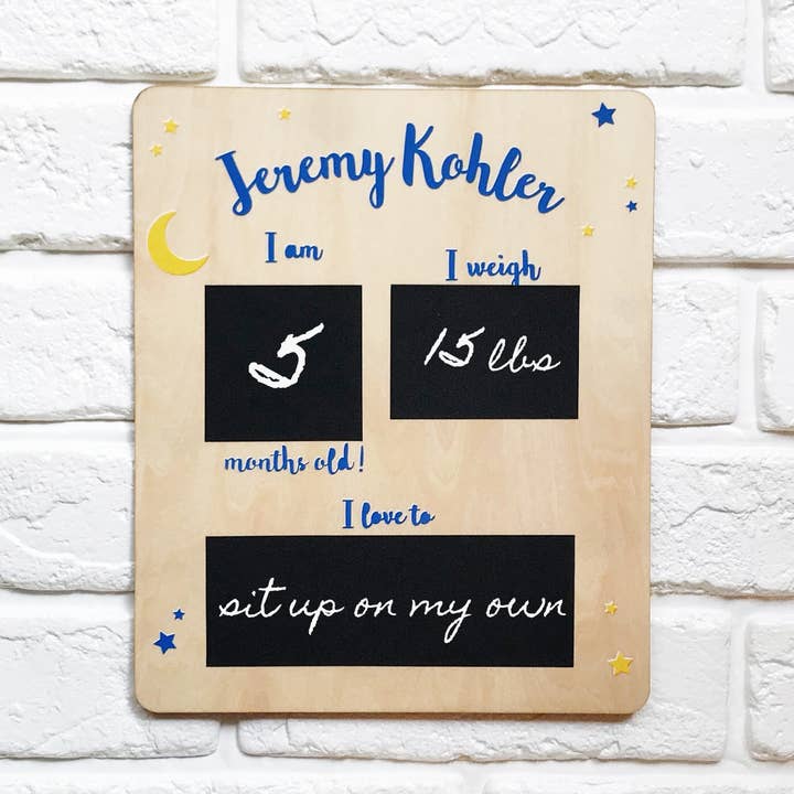 Maan en sterren UV Milestone Board voor wholesale door littledaysshop