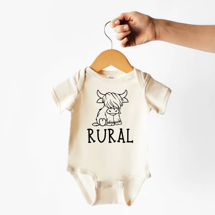 Rural | 100% Cotton Baby Bodysuit or Tee for wholesale by Wildflowers + Cotton