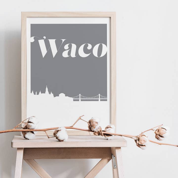 Paperfinch Design - Wholesale Art Print - Waco Texas retro inspired skyline art print5