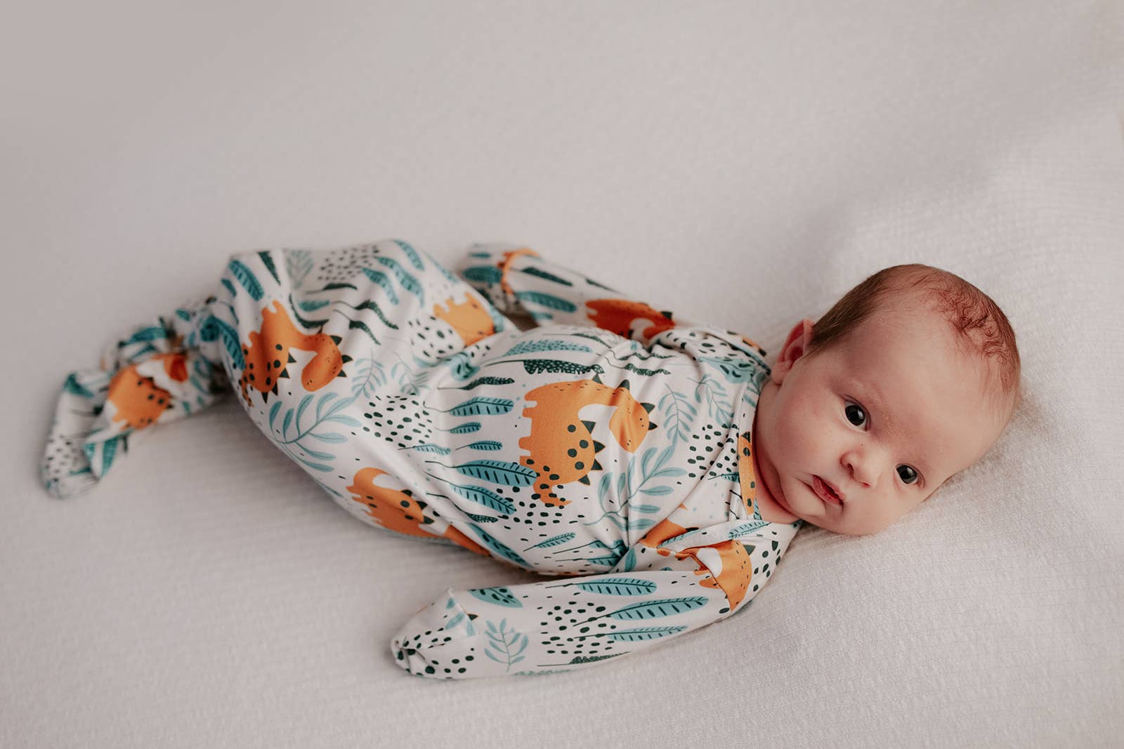 Three Little Tots - Wholesale Babygown - Baby - Dinosaur Animal Print Zoo Knotted Gown17