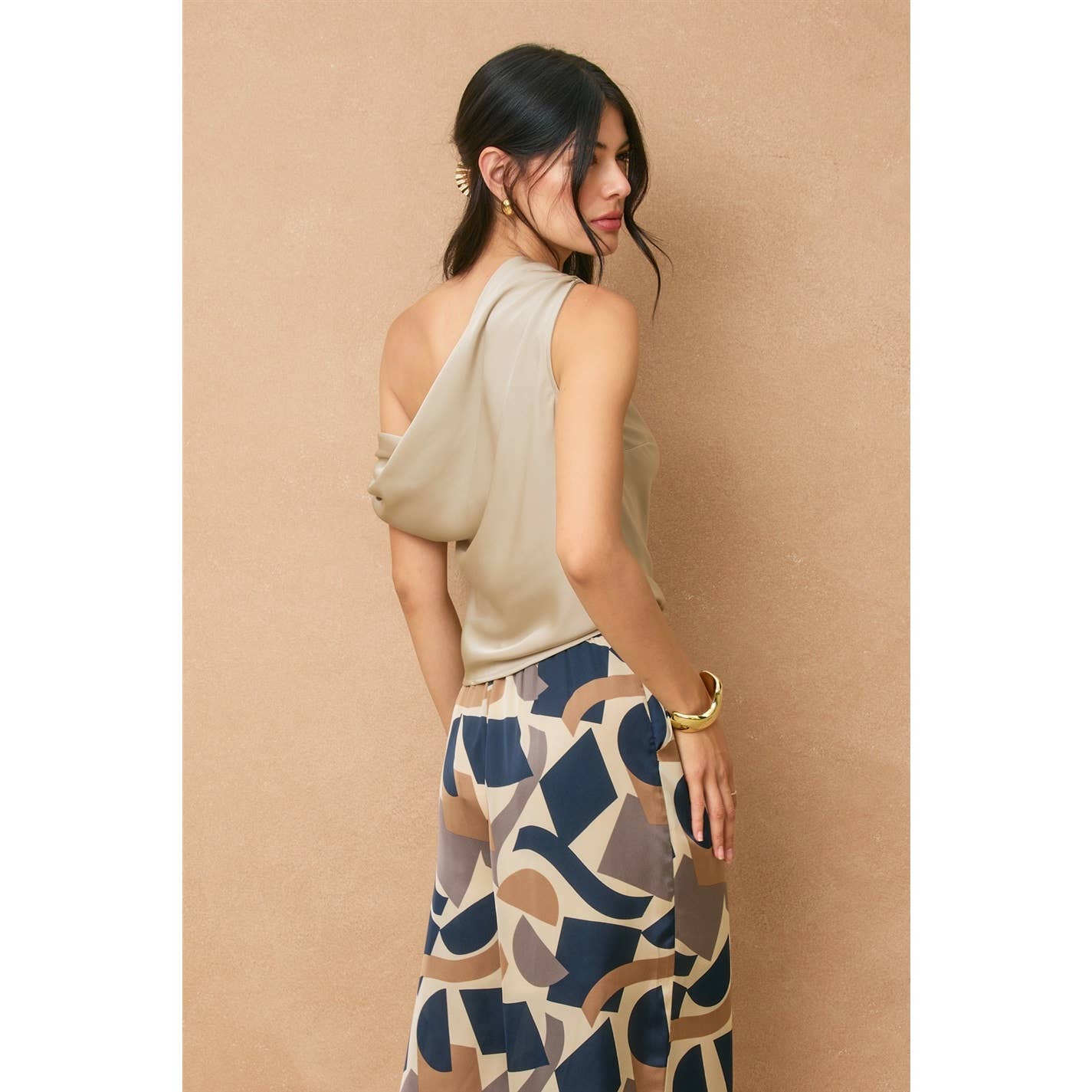 Dress Forum - Wholesale Blouse - Women's - Dull Satin Asymmetrical Shoulder Top2