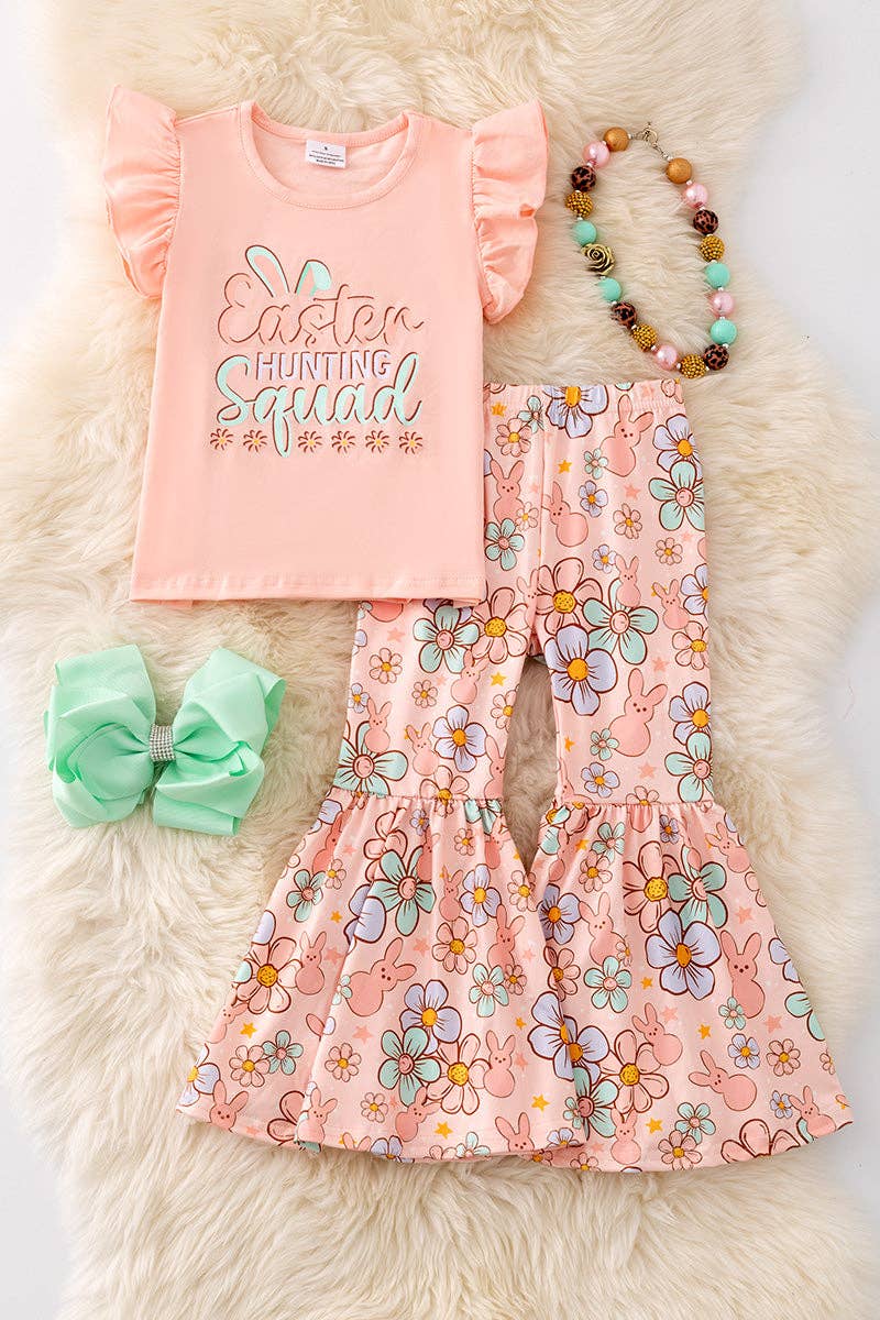 Kids Charm Online - Wholesale Top & Pant Set - Kids - "Easter Hunting Squad" Lt. Coral 2 piece set. OFG50275 SOL0