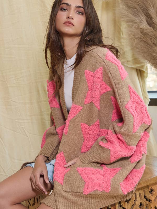 BUCKETLIST – wholesale Cardigan – Women’s – IT1670 Oversized Star Pullover Sweater Cardigan4