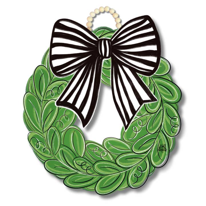 Black and White Bow Wreath Door Hanger / no mini for wholesale by DK Designs Georgia