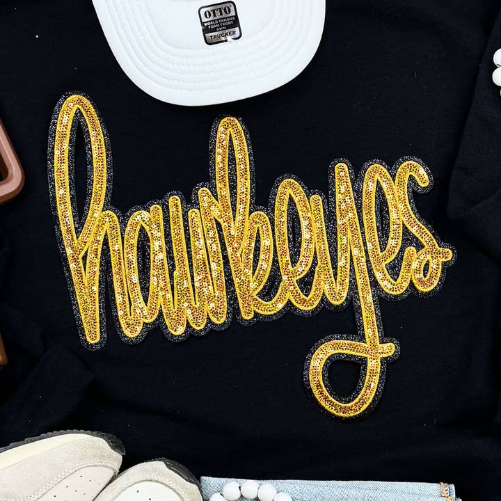 Hawkeyes Gold Sequin Patch for wholesale by Trendy Transfers