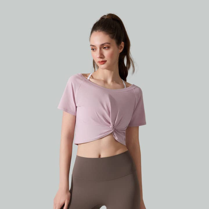 Women's Athletic Twist-knot Waist Cropped T-shirt for wholesale by Sodalemon