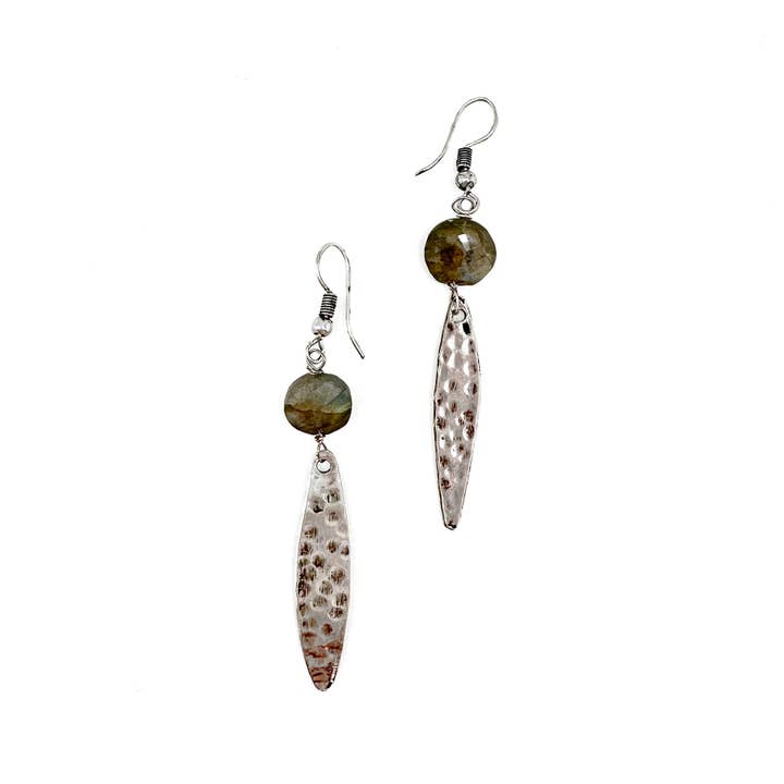Anju Jewelry - Wholesale Dangle Earrings - Banjara Collection Earrings - Labradorite, Silver Drops