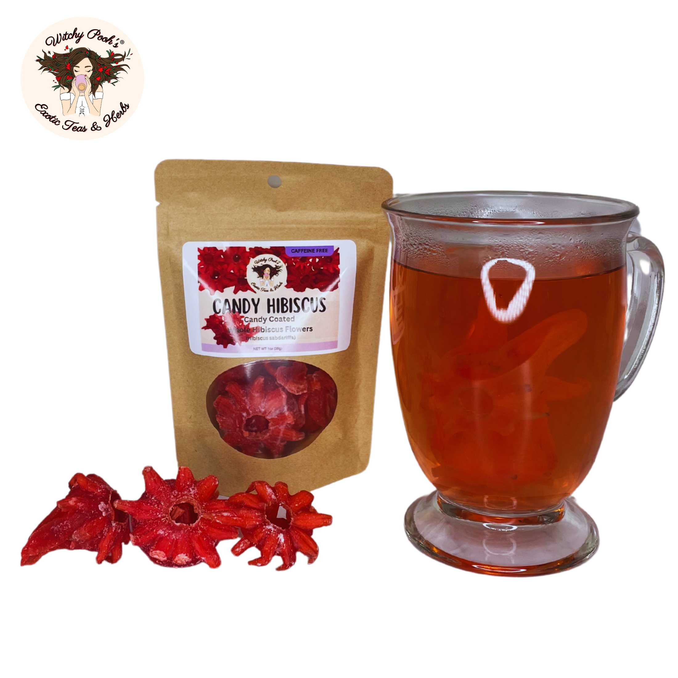 Witchy Pooh's Exotic Teas & Herbs – wholesale Fruit snacks – Witchy Pooh's Candy Hibiscus - Candy Coated Whole Hibiscus22