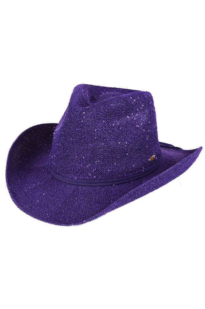 Hana - Vente Chapeau de cowboy – femme - Chapeau de cowboy à paillettes C.C16