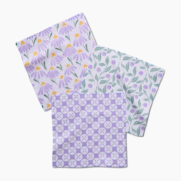 Geometry - Wholesale Dishcloth - Button Vines and Daisies Dishcloth Set