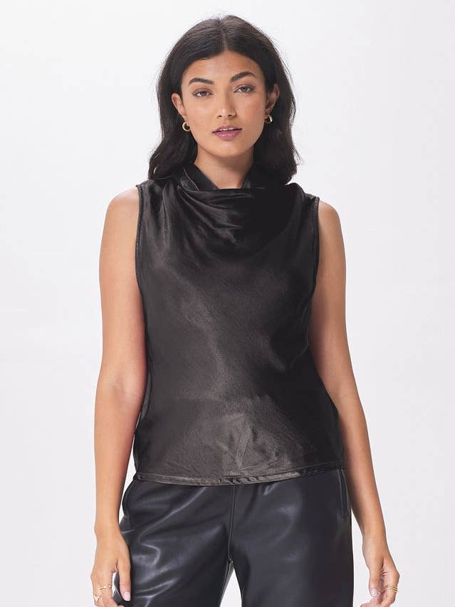 DÉBARDEUR À COL MONTANT EN SOIE CHARISMA RNW1016 pour la vente par LA Made Clothing