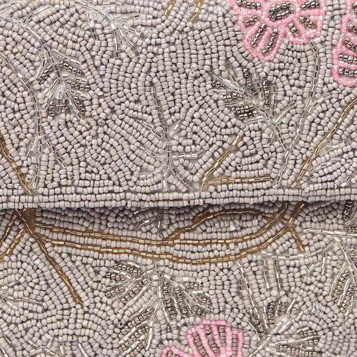 Rosa & Graue Pastell-Handperlen-Tasche | Dezente Statement-Tasche für den Großhandel von Bonjour Namaste