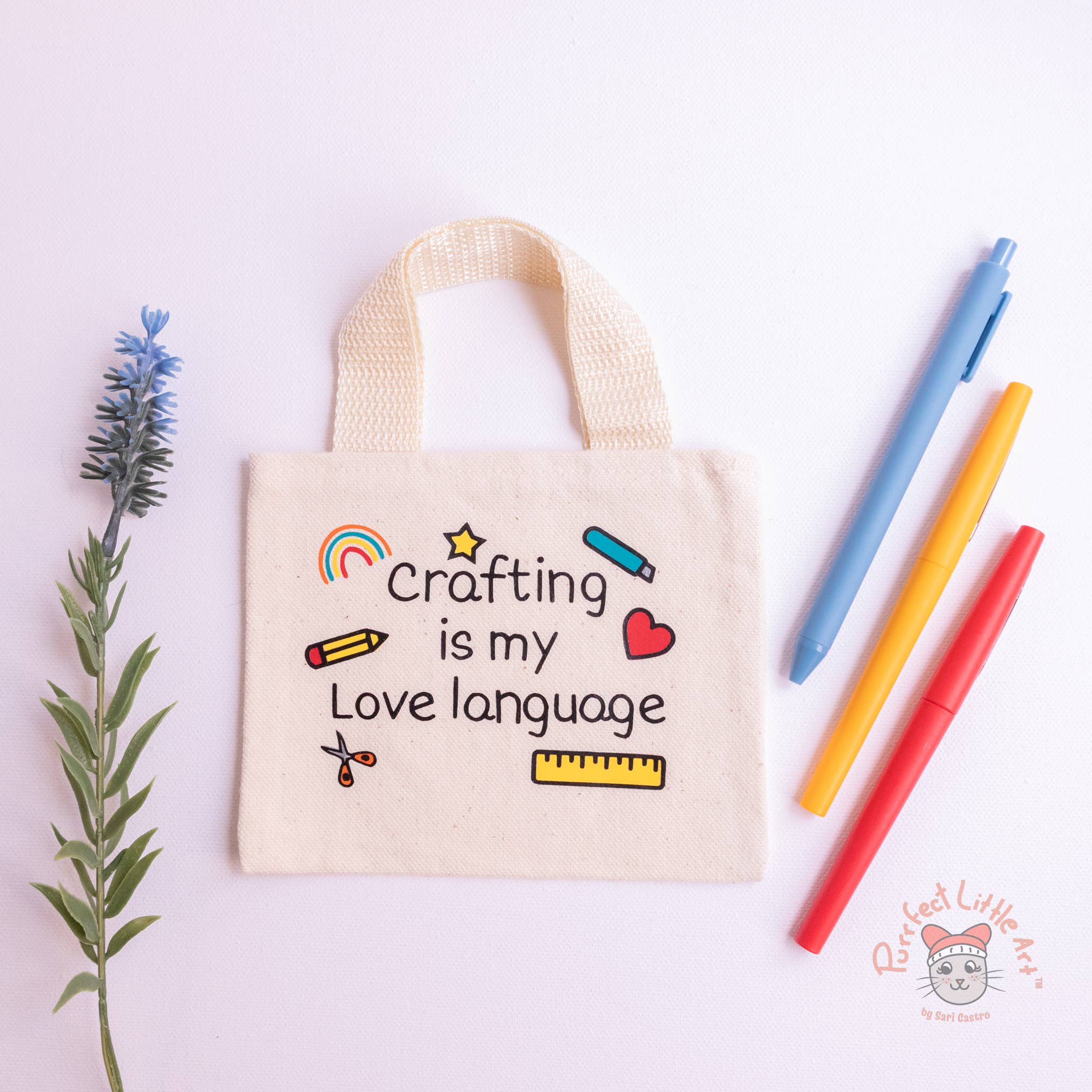 Purrfect Little Art - Wholesale Tote Bag - Women's - Crafting is My Love Language - mini tote | Craft Lovers2