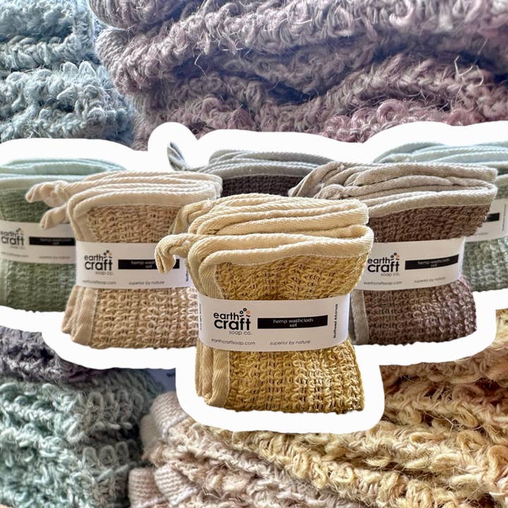 Earthcraft Soap Co - Wholesale Wash Cloth - Hemp Washcloth Set of 3 – Hand-Dyed, Single Hue6