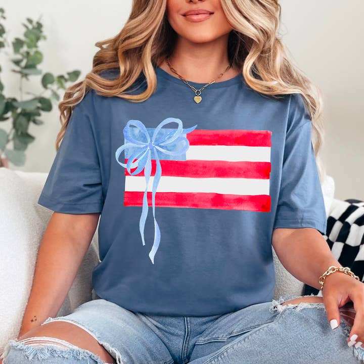Coquette American Flag | July 4th Graphic Tee | Gildan for wholesale by Shoppe SHC