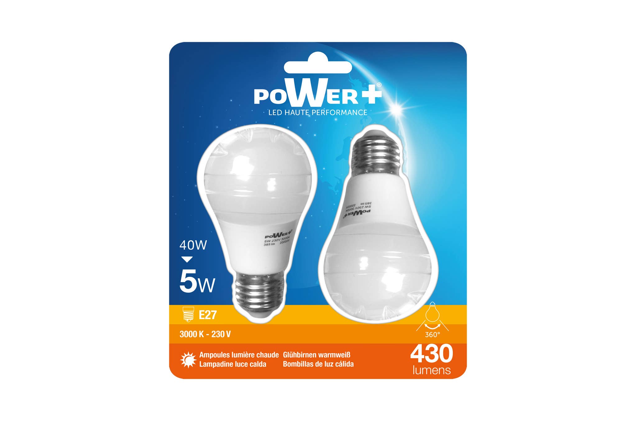 CP INTERNATIONAL - Wholesale Light Bulb/Puck - Set of 2 LED Bulbs E27 5W=40W A55 Lic0