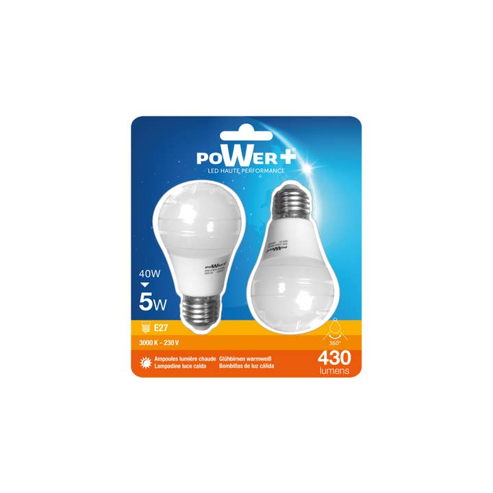 CP INTERNATIONAL - Wholesale Light Bulb/Puck - Set of 2 LED Bulbs E27 5W=40W A55 Lic