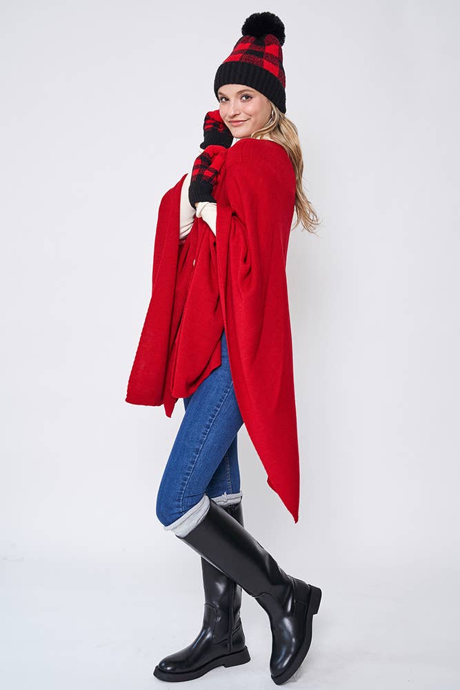 Hana - Venta al por mayor Poncho - Mujer - Ruana sólida con correa para el hombro39