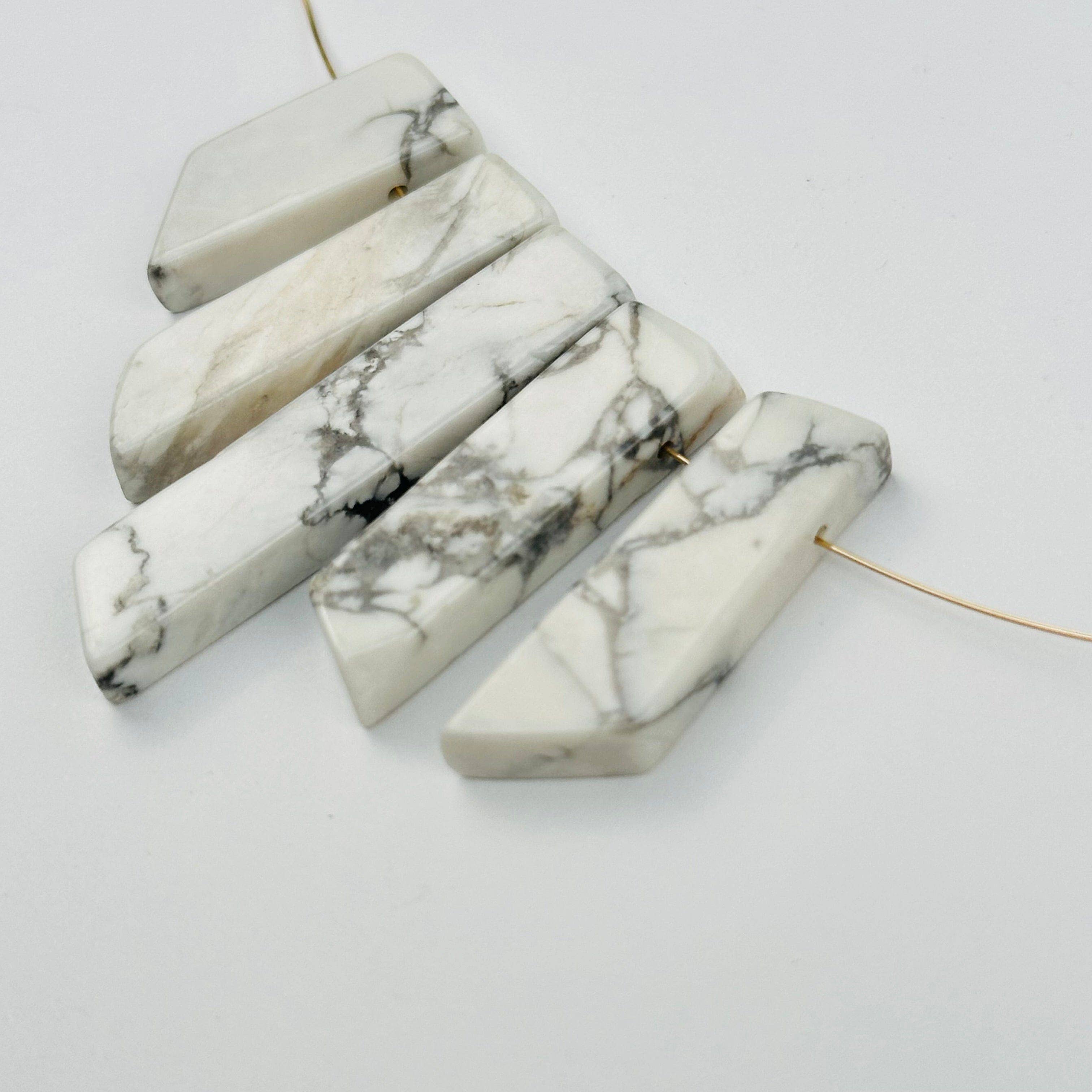 Rock Paradise - Wholesale Beads - 5pcs Crystal White Howlite Polished Long Beads2