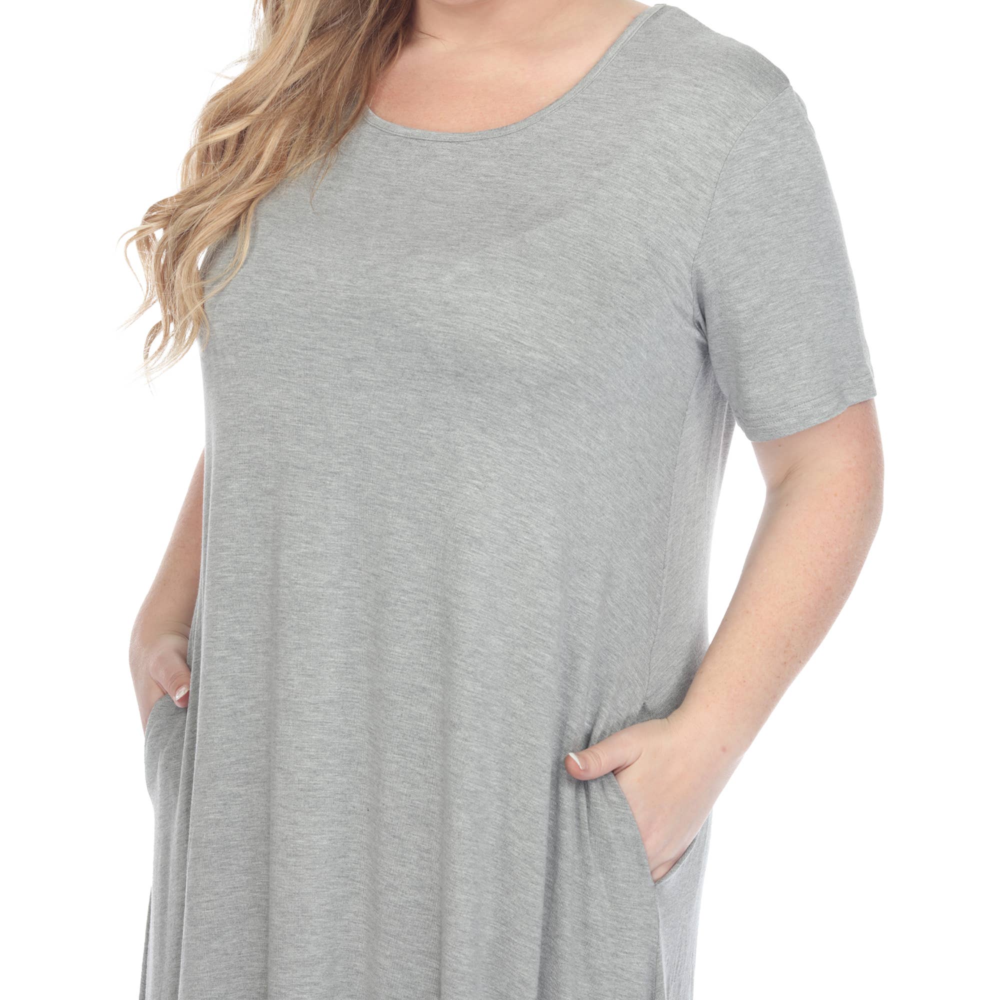 WHITE MARK – Vestido - Mulher por atacado – Vestido midi Swing Swing Size de manga curta tamanho grande32