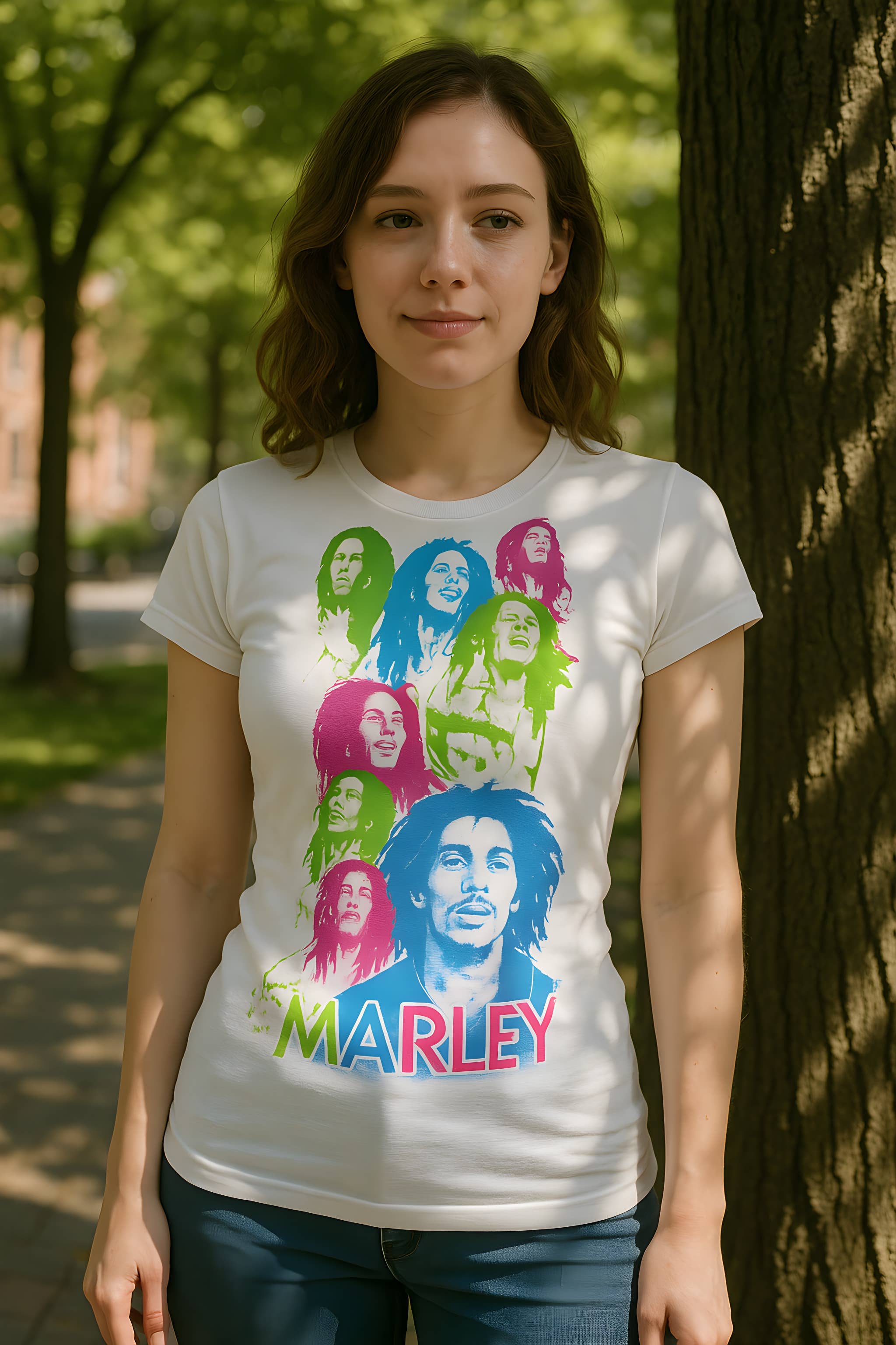Official Store - Vendita all'ingrosso Maglietta serigrafata - Donna - Maglietta Colorata da Donna Junior di Bob Marley2
