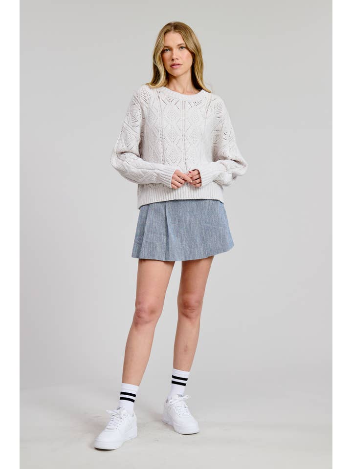 FLAT WHITE - Wholesale Knit Sweater - Women's - Lisa Cable Sweater Top