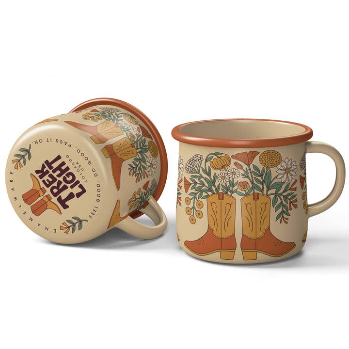 Trek Light - Wholesale Coffee Mug - Enamel Coffee & Camp Mug | Western Bloom | 16oz8