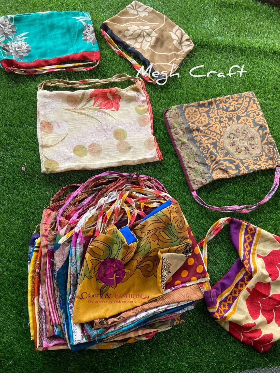 Meghcraft - Vendita all'ingrosso Borsa per shopping/spesa - Borsa per la spesa in seta Upcycle riutilizzabile - sacchetti sfusi con sacca2