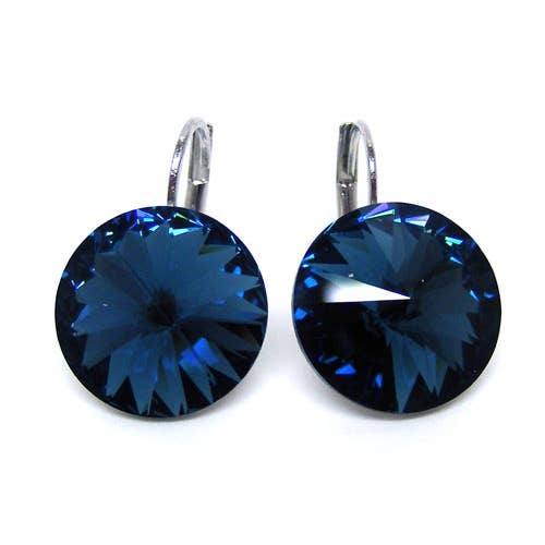 Pendientes colgantes de cristal Montana de 12 mm para venta al por mayor de Janusch