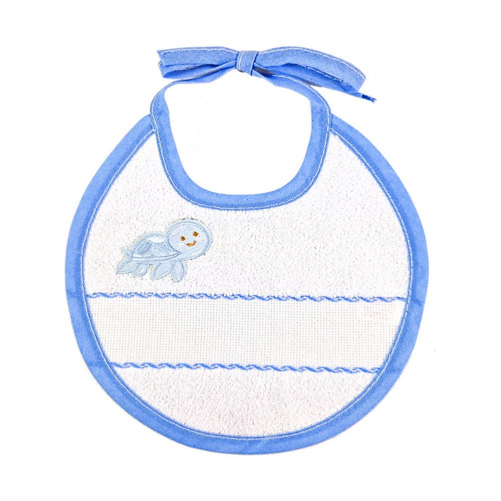 Almatex srl - Wholesale Bib – Baby - SAMMY round bib to embroider, diameter 20 cm, in terry cloth with ties2