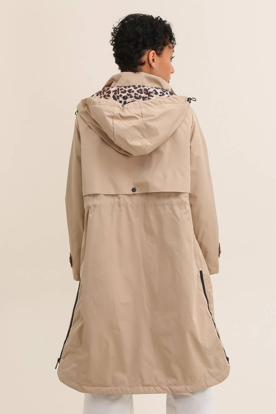 Attrait Paris - Wholesale Windbreaker - Women's - Leopard lined waterproof long jacket26