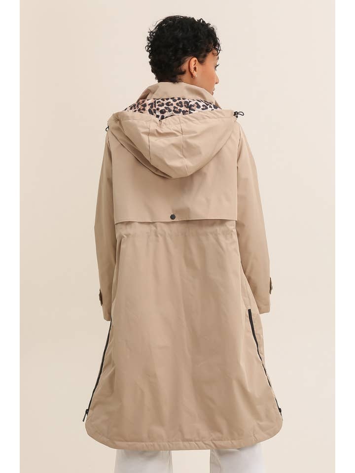 Attrait Paris - Wholesale Windbreaker - Women's - Leopard lined waterproof long jacket26