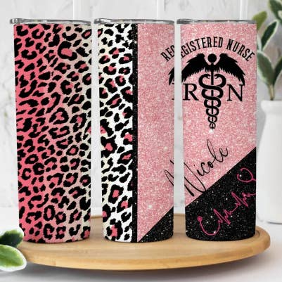 Nurse Custom Pink 20oz Sublimation Tumbler for wholesale by Twisted T Creations