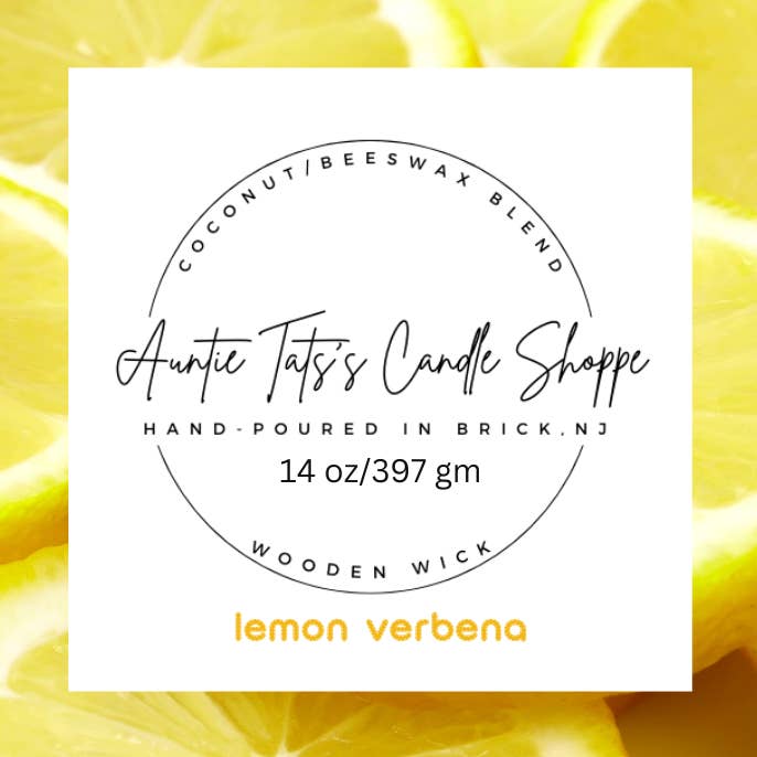 Kokosnöt-/bivaxljus med träveke - Citronverbena för wholesale av Auntie Tats's Candle Shoppe
