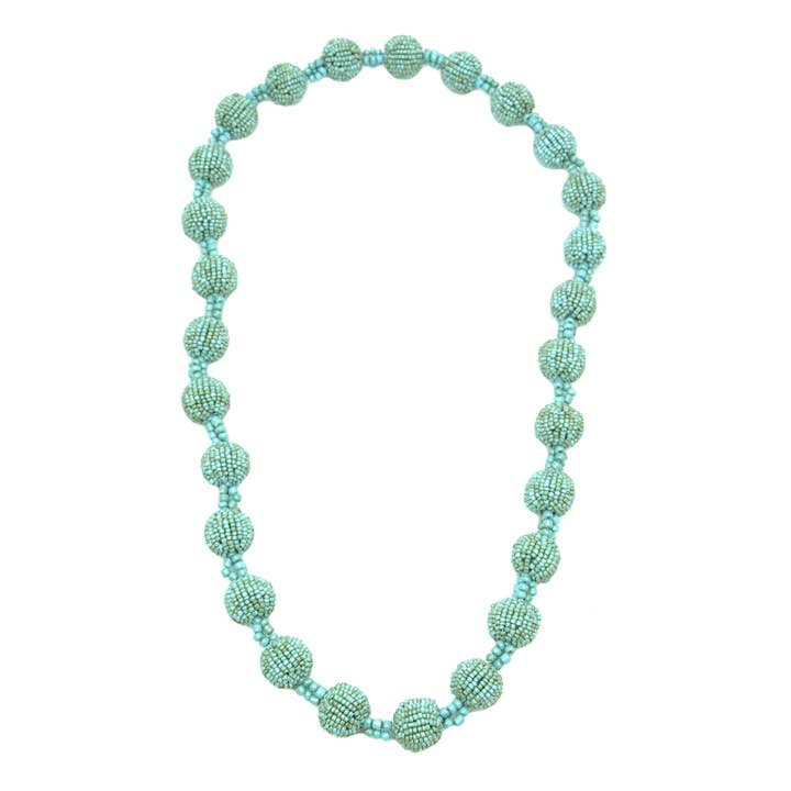 Erik & Mike - Wholesale Beaded/Pearl Necklace - 30" ball necklace seed bead in Antique Turquoise