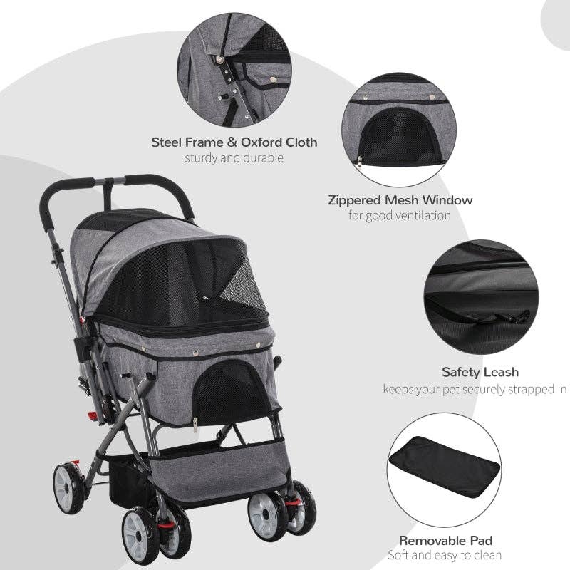 Furr-Baby Gifts - Wholesale Pet Carrier - Cat/Dog - Pet Foldable Travel Carriage Stroller with Reversible Handle5