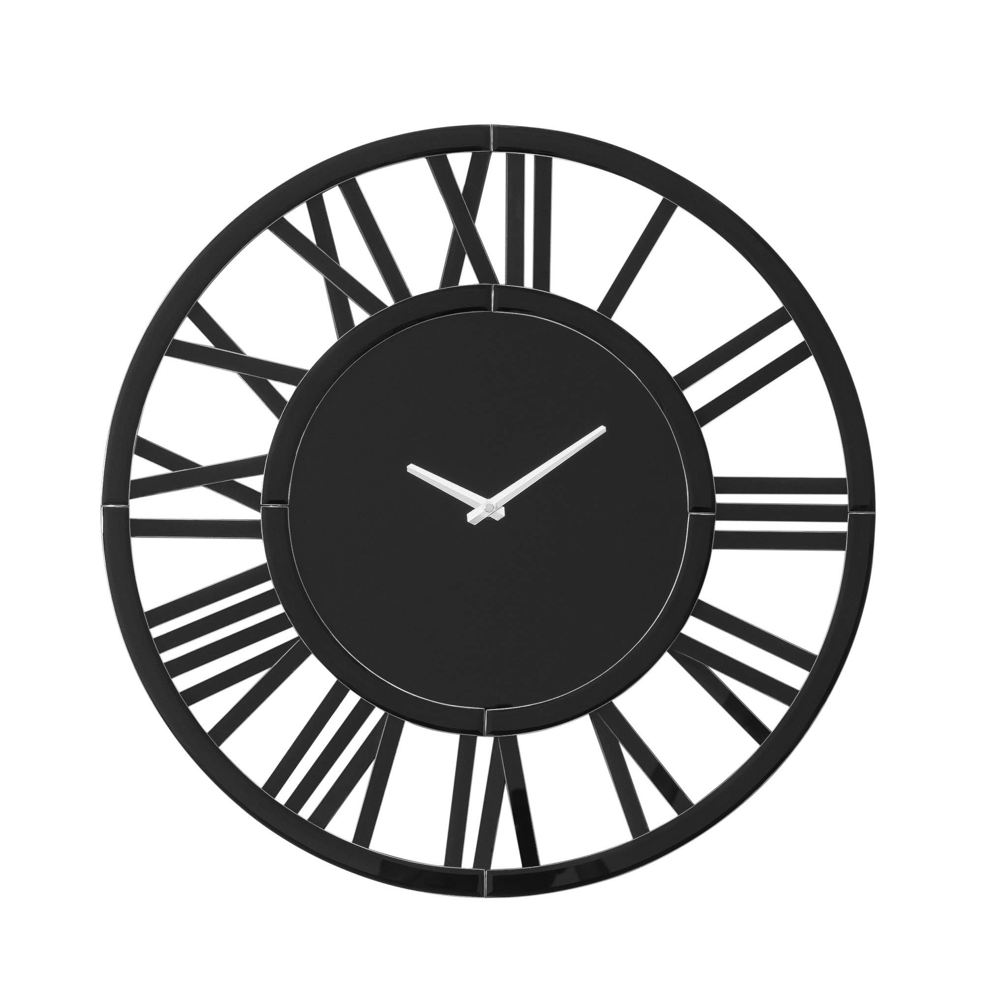 HomeRoots - Vente Horloges murales - Horloge murale circulaire analogique silencieuse en acrylique miroir noir de 43"