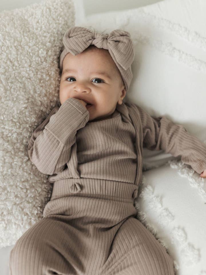 Mila & Co. - Wholesale Overalls - Baby - Ribbed Suspender | Mushroom