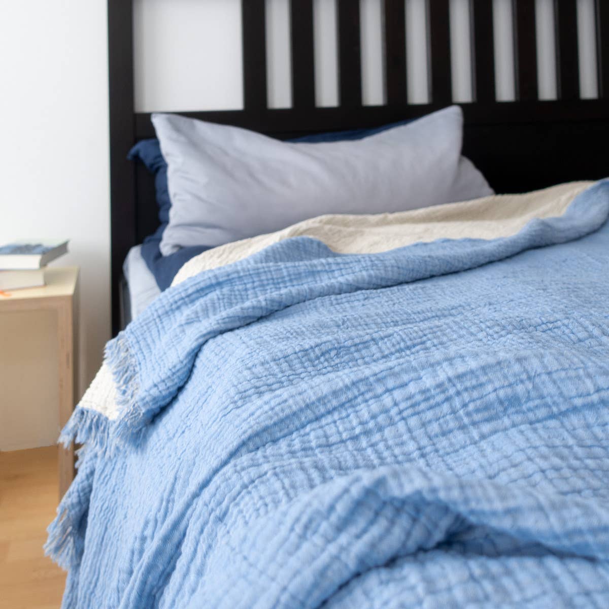 Yolunda - Wholesale Coverlet - Muslin blanket, bedspread organic cotton sky blue2