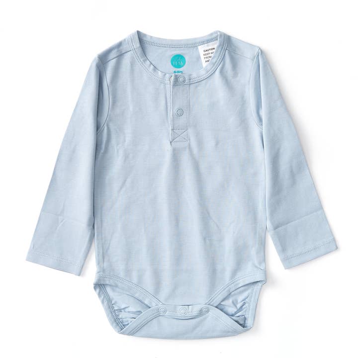 Bamboo & Organic Cotton Baby Bodysuit - Powder Blue for wholesale by Lulu Funk