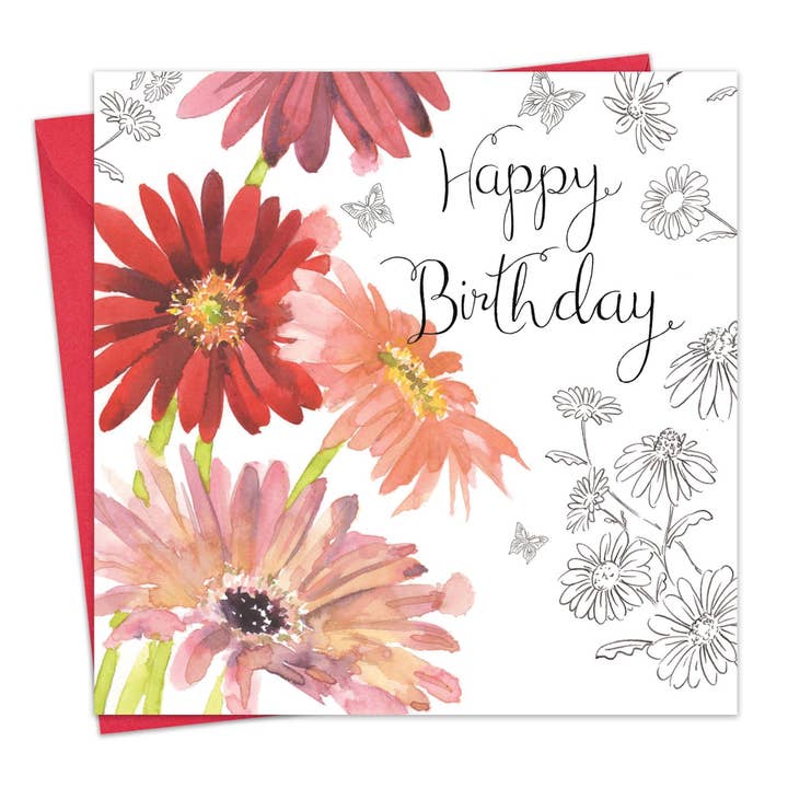 Gerberas - Woman's Birthday Card for wholesale by Twizler Ltd