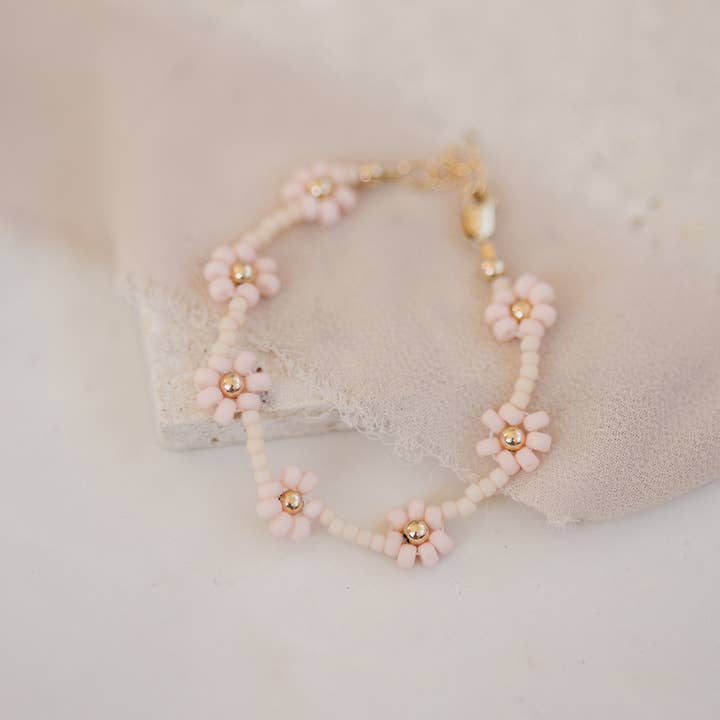 Tea Rose Flower Bracelet for wholesale by Joyful Bead Company