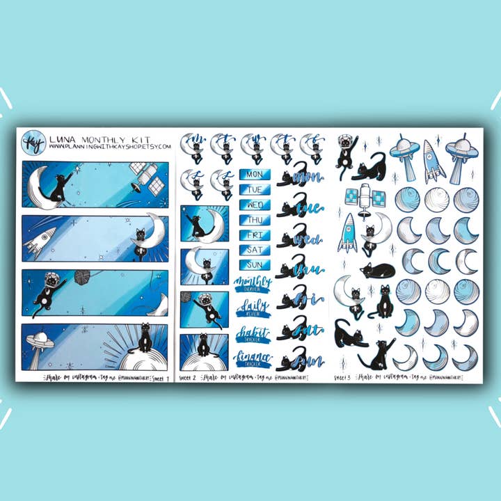Kit mensuel Luna pour la vente par Planning With Kay