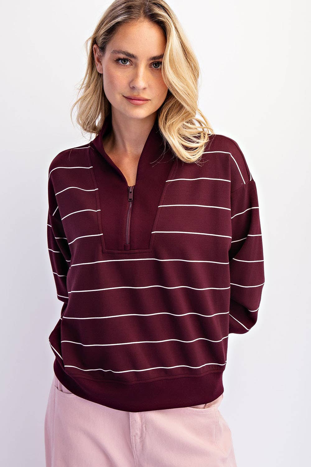 Rae Mode - Wholesale Jacket - Women's - MODAL SCUBA STRIPE V-NECK JACKET20