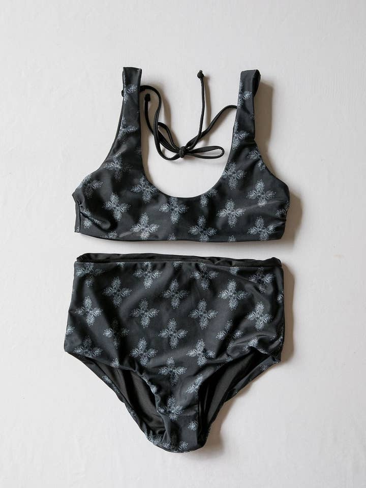 Women's Bikini Separates in Black Breadfruit Bandana for wholesale by Of One Sea