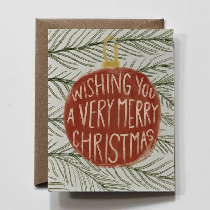 Very Merry | Christmas Ornament Holiday Wishes Greeting Card for wholesale by everglow handmade