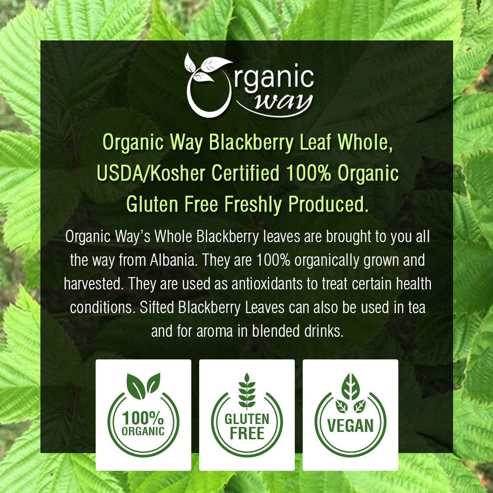 Organic Way LLC - Wholesale Loose Tea - Dried Blackberry Leaf Whole (Rubus fruticosus) - European Wild-Harvest | Kosher Certified | Raw, Vegan, Non GMO & Gluten Free | USDA Certified | Origin - Albania3