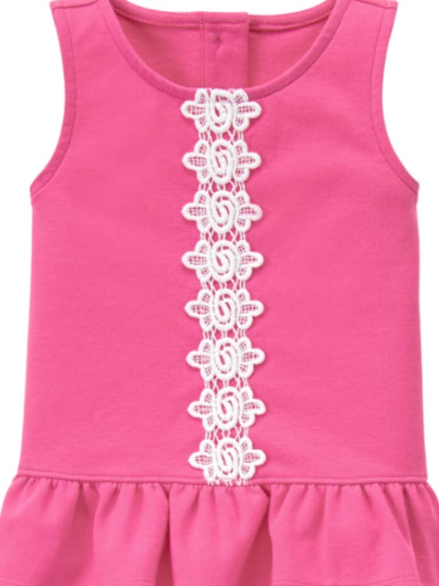 Pink Ruffle Dress with Embroidered applique for wholesale by Fox Chase Children